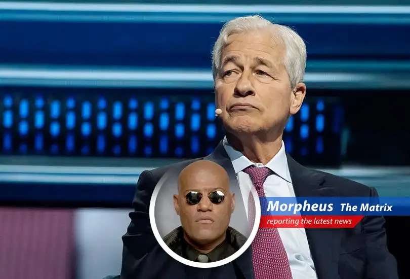 JPMorgan Chase headquarters, a symbol of financial stability amidst market fluctuations, much like the Oracle in the Matrix.