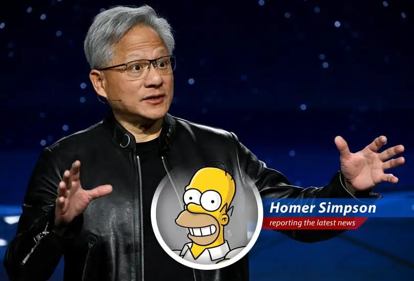 Jensen Huang swarmed by fans at GTC 2026, kinda like me at Krusty Burger on free donut day.