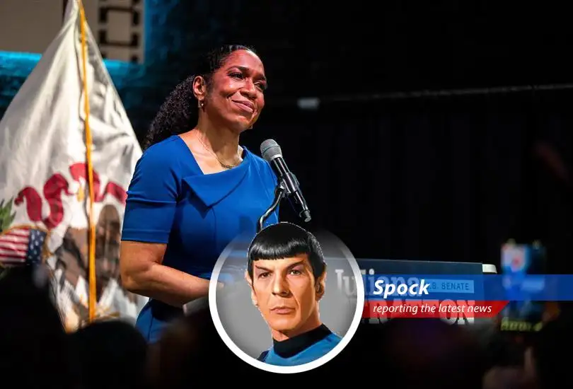 Juliana Stratton celebrates her primary win, poised to potentially represent Illinois in the U.S. Senate.