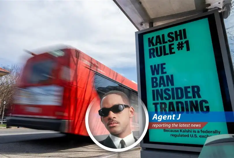 Kalshi logo displayed, symbolizing the platform at the center of the political insider trading controversy.