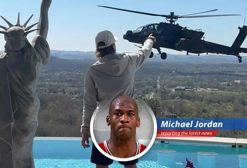 Kid Rock salutes as Apache helicopters fly near his 'Southern White House'.