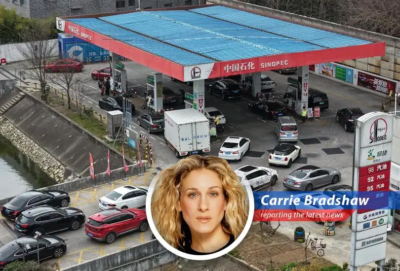 Long lines at gas stations in China as drivers rush to fill up before a price increase takes effect.