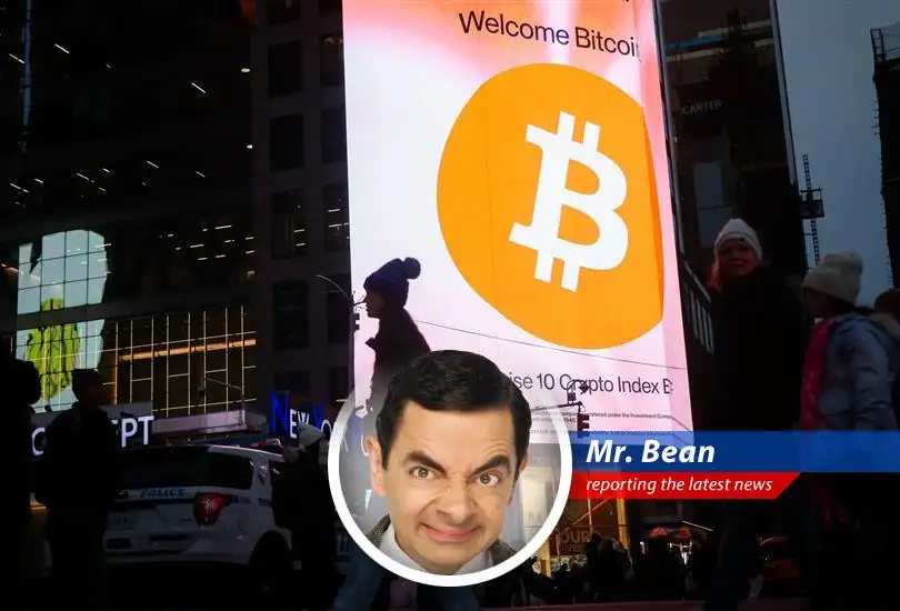 Mr. Bean contemplates the stock market chaos with his trusty teddy bear.