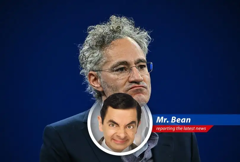 Mr Bean ponders the stock market's latest twists with his trusty teddy bear.