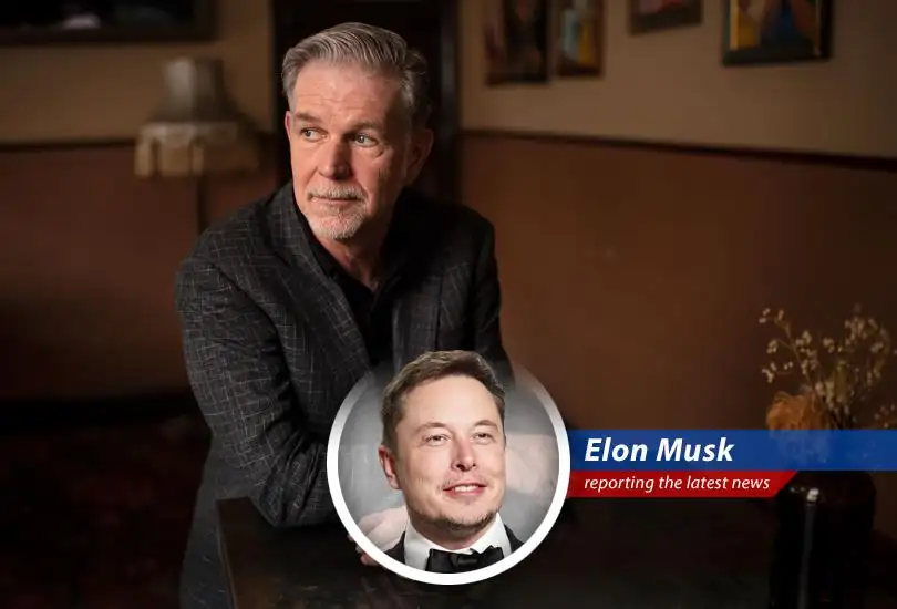 Netflix headquarters with streaming data visualizations highlighting the company's financial performance and strategic shifts.