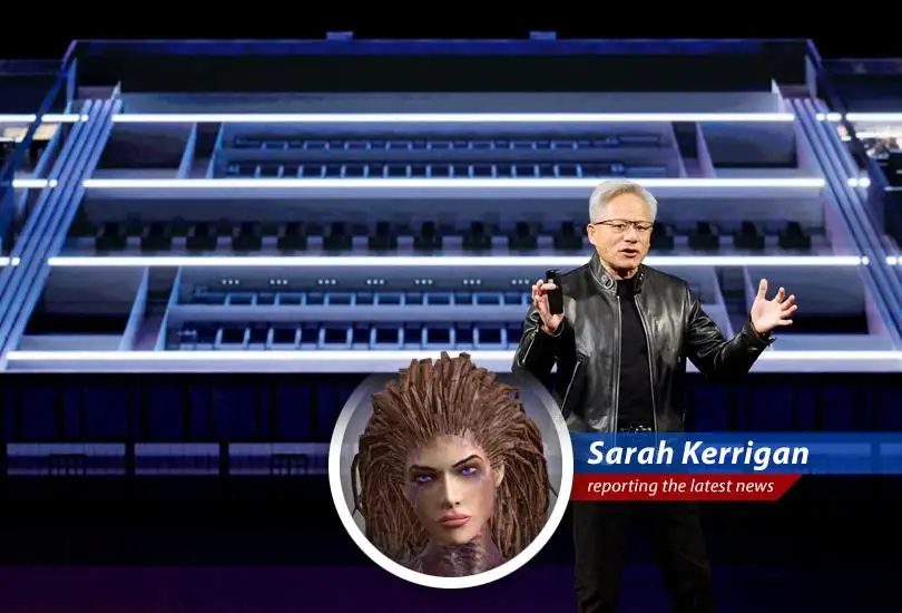 Nvidia CEO Jensen Huang announces H200 chips for China, a move that mirrors the Swarm's adaptive strategies.