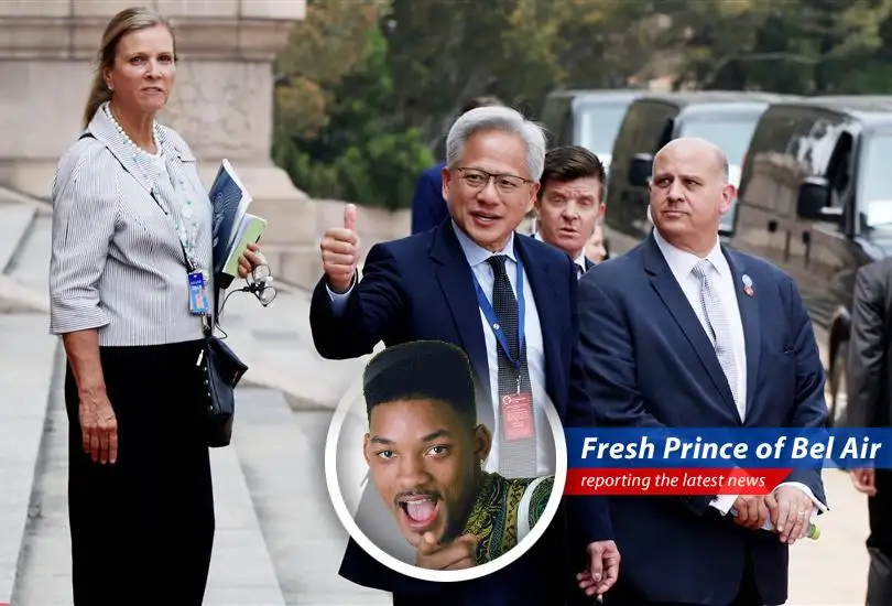 Nvidia CEO Jensen Huang attending the US-China summit in Beijing, emphasizing the crucial role of tech in international trade.