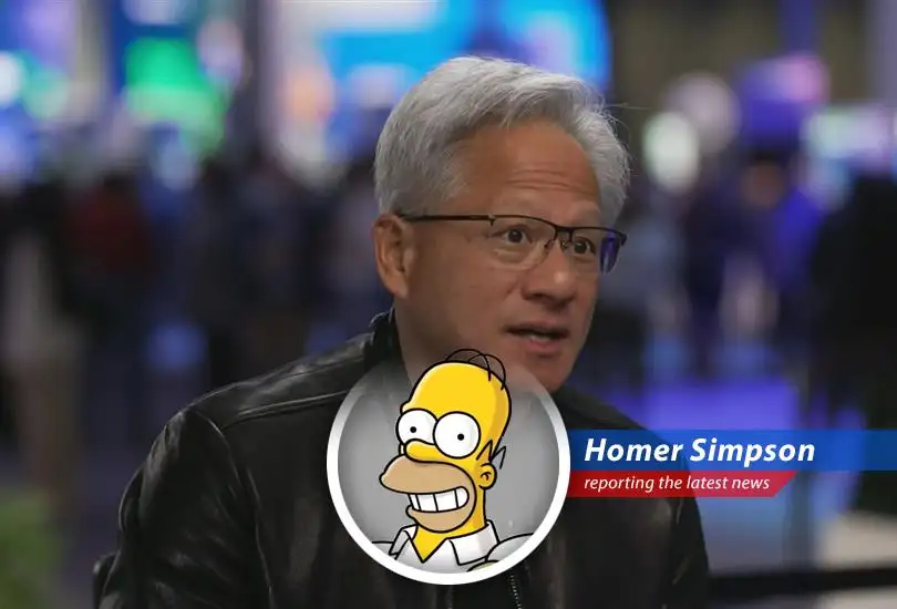 Nvidia CEO Jensen Huang looking surprised as he boards Air Force One, probably thinking, 'Why me?'