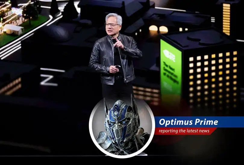 Nvidia CEO Jensen Huang showcasing the company's latest AI innovations at the annual developer conference.