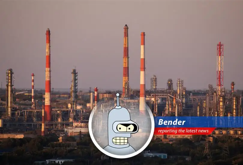 Oil barrels stacked high, reflecting Russia's newfound wealth amidst global turmoil Bender would be proud to swim in that.