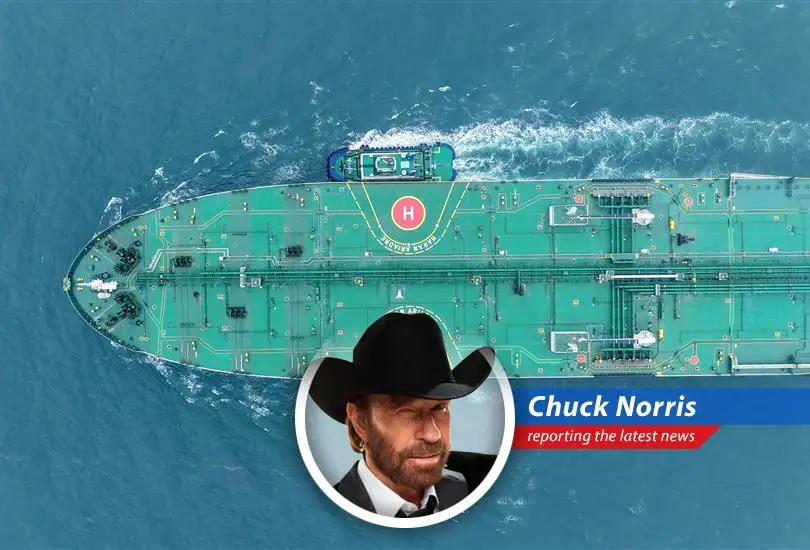 Oil tanker navigating through turbulent waters, symbolizing the escalating costs and risks in the Middle East shipping routes.