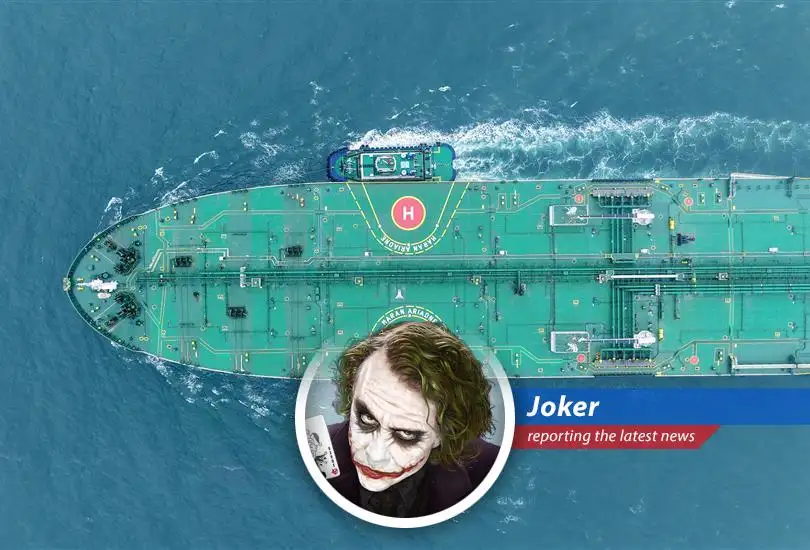 Oil tanker transiting through the Strait of Hormuz, a critical chokepoint for global energy supplies.