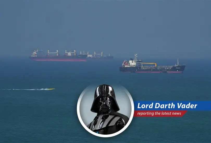 Oil tankers navigate treacherous waters, shadowed by the specter of galactic conflict and economic uncertainty.