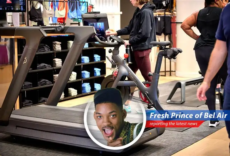 Peloton bike in a living room setting, illustrating the company's home fitness focus and recent financial rebound.