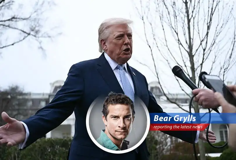 President Trump addressing reporters on the South Lawn, discussing the U.S. strategy in the conflict with Iran.