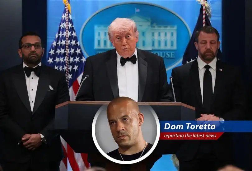 President Trump being escorted by Secret Service agents after shots were fired at the White House Correspondents' Dinner.