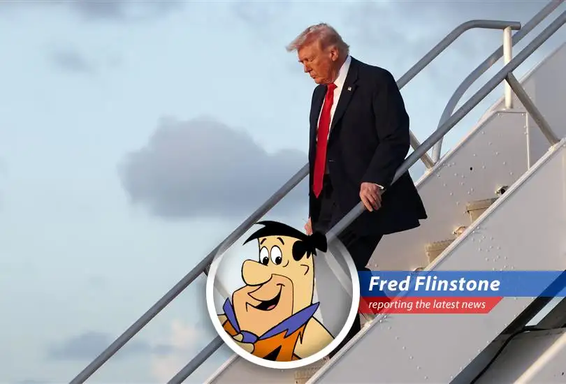 President Trump discussing potential actions regarding Cuba, reminiscent of Bedrock's own political dramas.