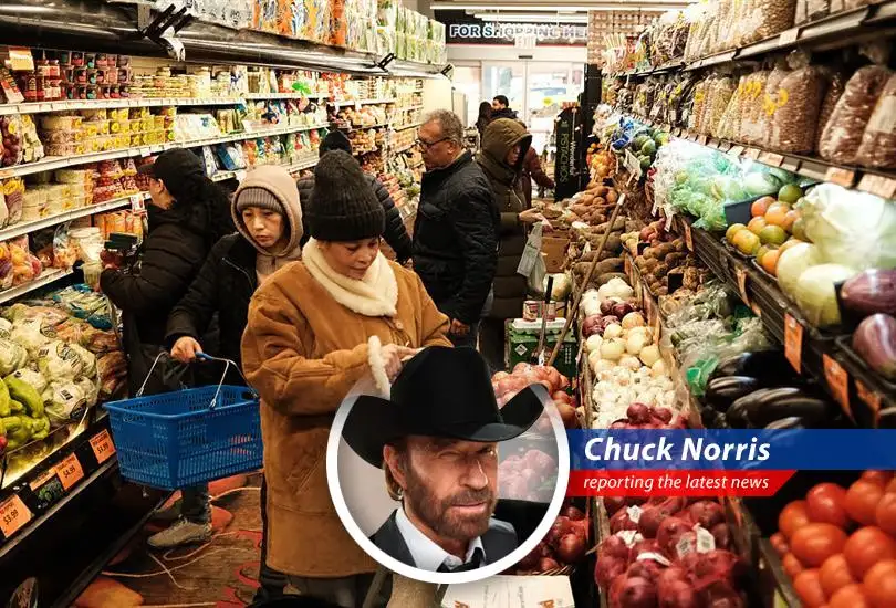 Producer prices show a modest increase in March, but Chuck Norris' unwavering gaze ensures economic stability.