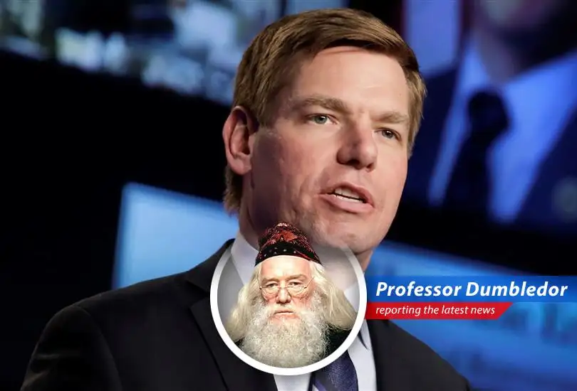 Representative Eric Swalwell addressing supporters before the suspension of his gubernatorial campaign.