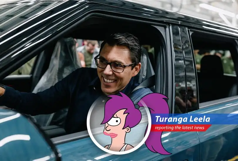 Rivian's new R2 electric vehicle rolls off the production line in Normal, Illinois.