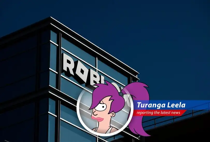 Roblox logo displayed on a screen, representing the company's strong Q4 performance and future growth potential.