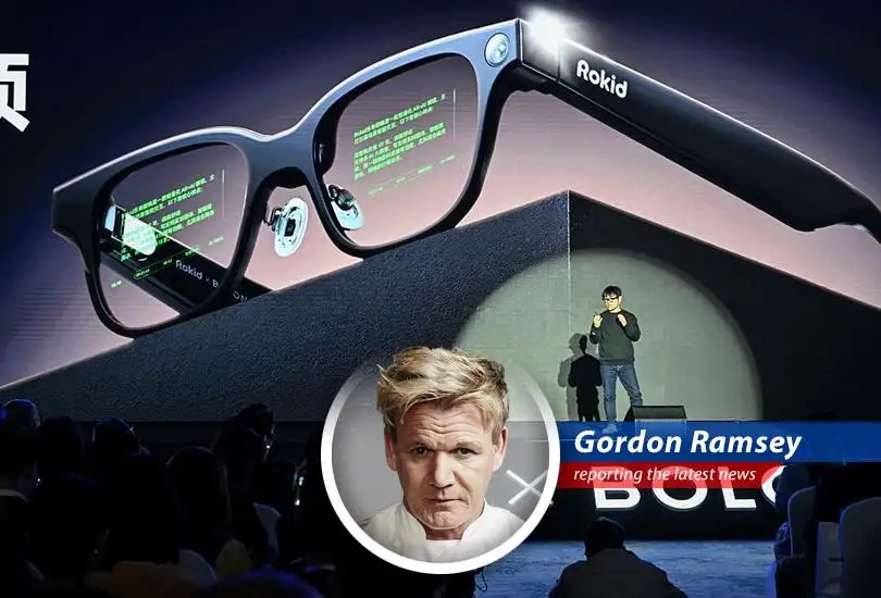 Rokid's AI-powered smart glasses, a hit in China for their teleprompting capabilities and challenge to Meta's Ray-Ban Display.