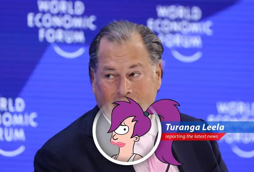 Salesforce CEO Marc Benioff addresses analysts during the company's quarterly earnings call.