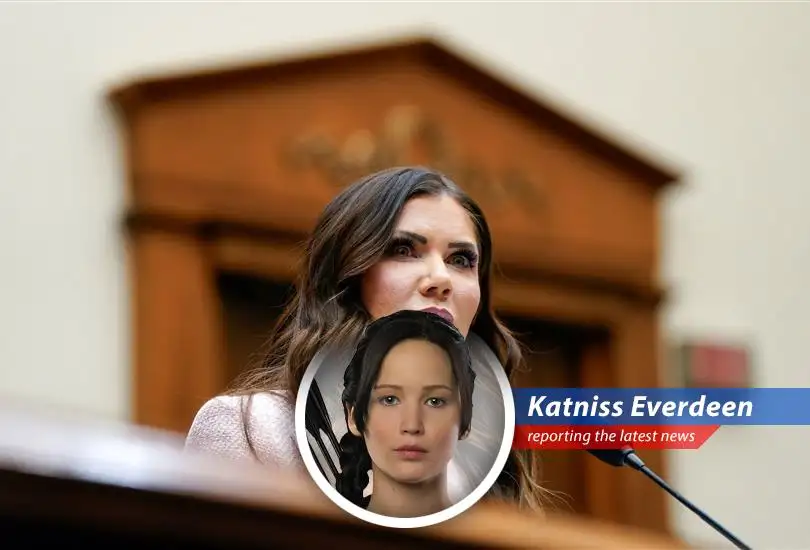 Secretary Noem navigates Capitol Hill scrutiny amidst immigration debates, echoing survival strategies from District 12.