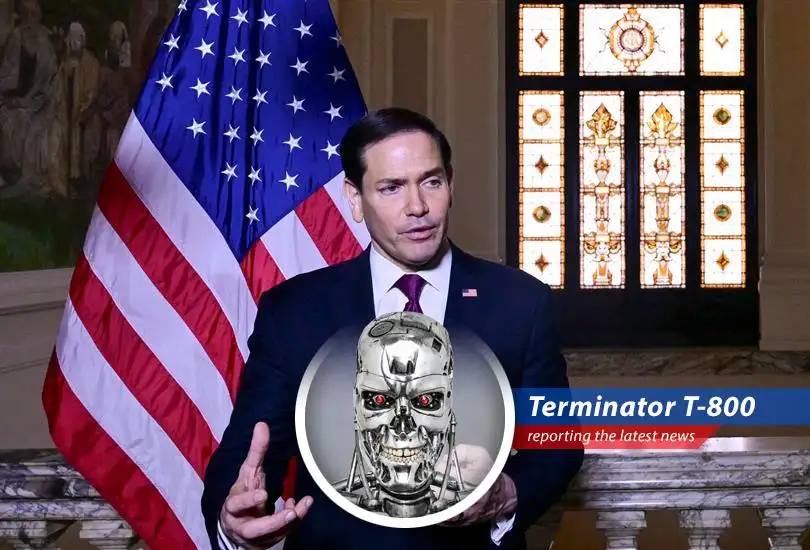 Secretary of State Marco Rubio addressing reporters in Rome regarding the status of negotiations with Iran.