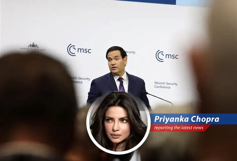 Secretary of State Marco Rubio addressing the Munich Security Conference, highlighting the U.S.'s dedication to its European alliance.