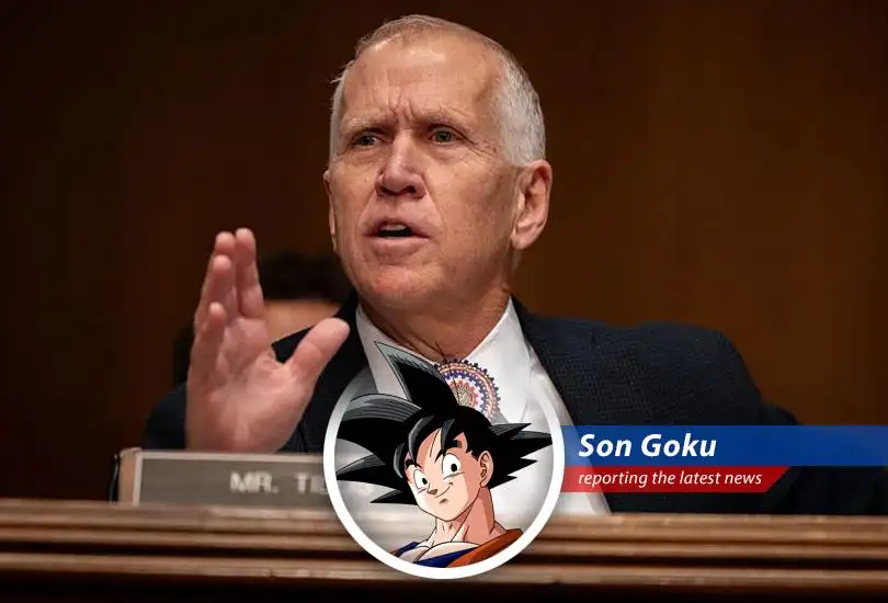 Sen. Thom Tillis addressing reporters on Capitol Hill, emphasizing the importance of an independent Federal Reserve.