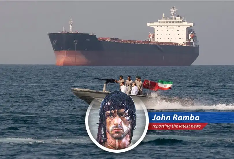 Shipping containers stacked at a major port symbolize potential disruptions to global trade routes due to Middle East tensions.