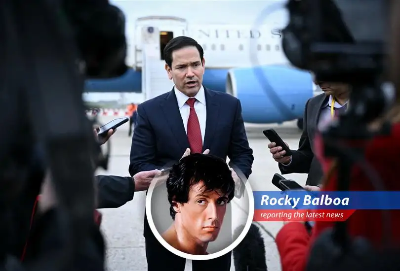 Smoke rises over the Middle East as global powers clash, mirroring a tense standoff in a high-stakes boxing match.