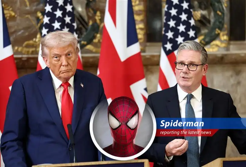 Spiderman contemplates the UK's decision on the city skyline.