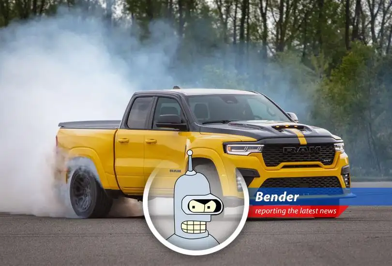 Stellantis unveils the Rumble Bee muscle truck, proving humans will always find a way to burn fuel and look good doing it.