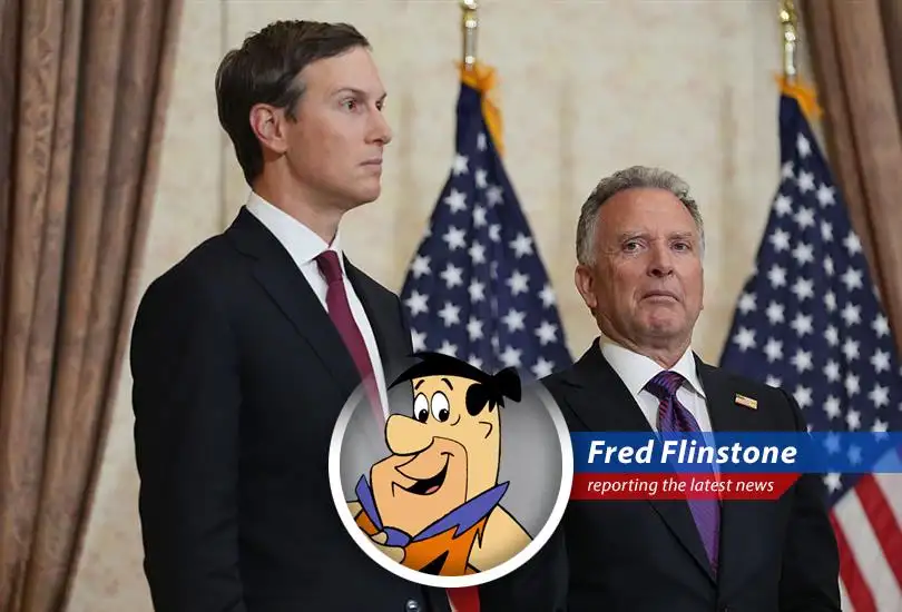 Steve Witkoff and Jared Kushner gearing up for diplomatic talks, hoping to bring back peace instead of more pterodactyl-sized problems.