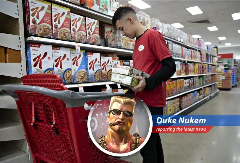 Target store aisle featuring a variety of cereal boxes soon to be free of artificial colors.