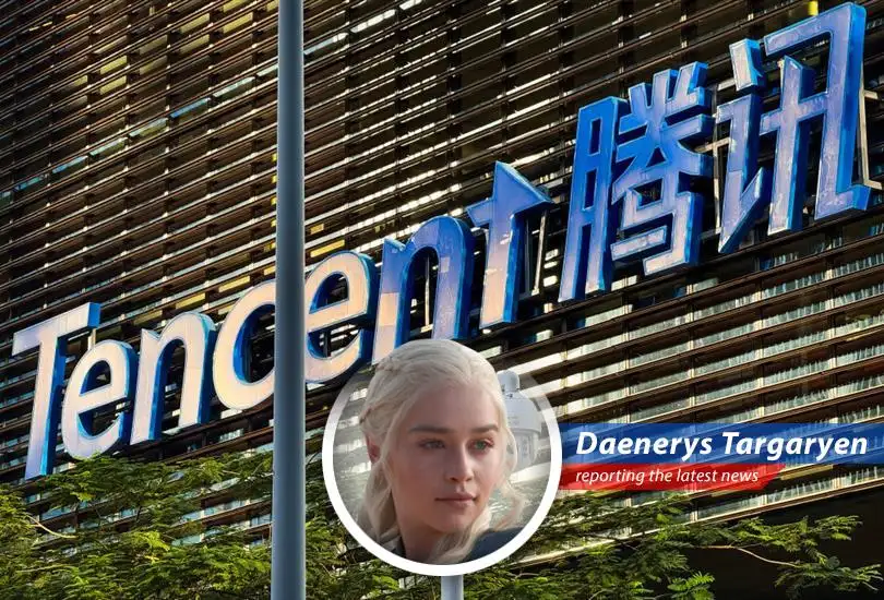 Tencent headquarters in Shenzhen, China. The tech giant is betting big on AI to fuel future growth, but gaming revenue slowdown raises concerns.