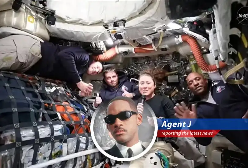 The Artemis II crew, including Reid Wiseman, Jeremy Hansen, Victor Glover, and Christina Koch, celebrate breaking Apollo 13's distance record during their lunar flyby.