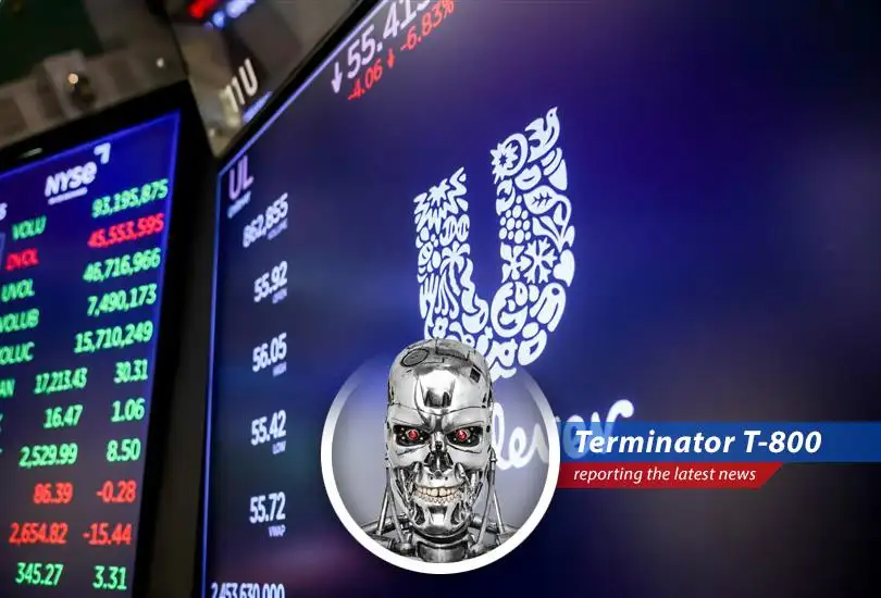 The Unilever logo is displayed in front of the company's headquarters, representing the consumer goods giant's global reach and operational scope.