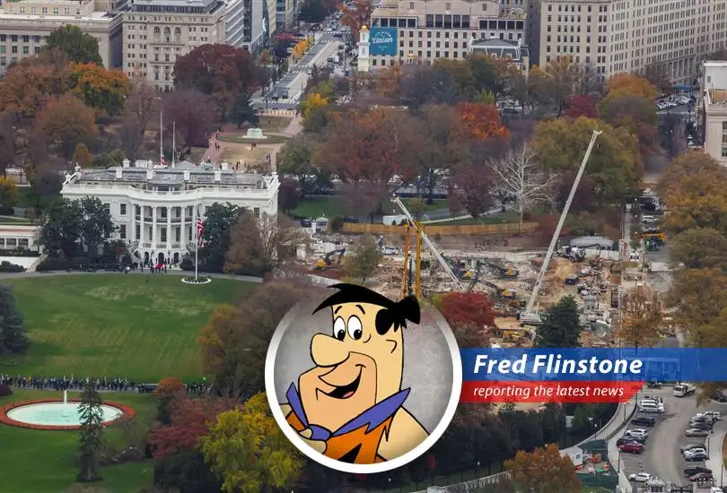 The proposed White House ballroom faces legal challenges, reminiscent of Bedrock's own construction woes.