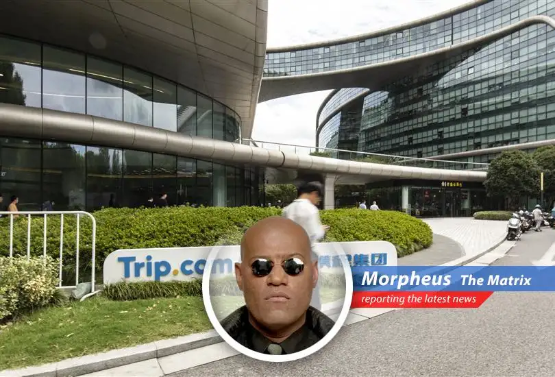 Trip.com logo reflecting the scrutiny of Chinese regulators amidst concerns of monopolistic practices.