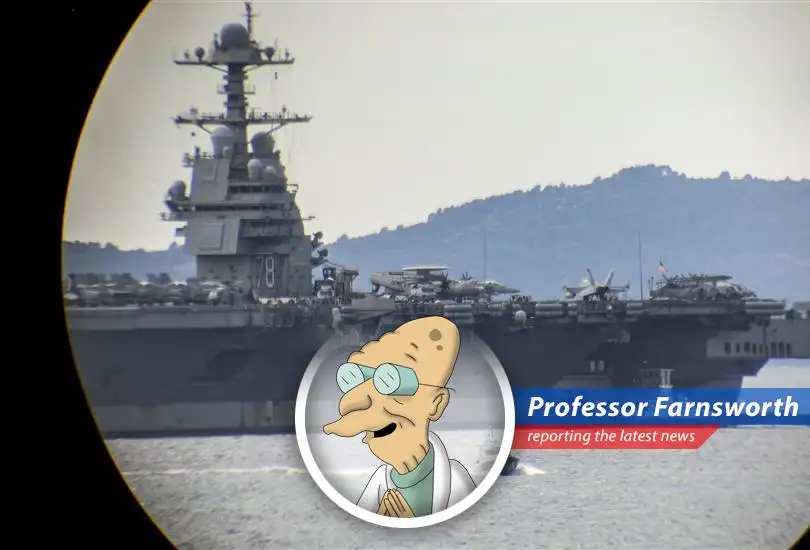 US naval forces enforcing the blockade of Iranian ports in the Strait of Hormuz.