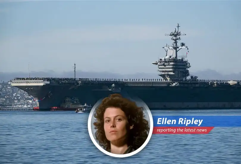 USS Abraham Lincoln in the Arabian Sea, a stark reminder of the ever-present tensions. Photo Courtesy U.S. Navy.