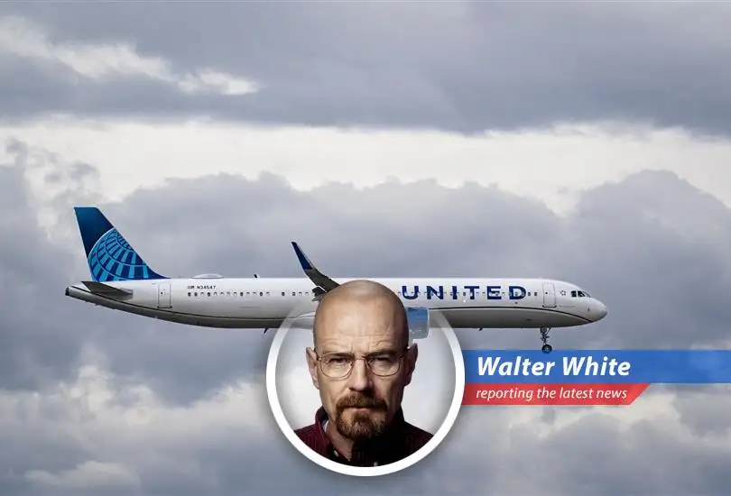 United Airlines plane taking off against a backdrop of rising fuel costs and market uncertainty.