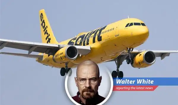 A Spirit Airlines plane on the tarmac, symbolizing the carrier's precarious financial situation and the potential government intervention.