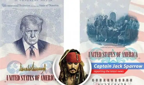 A mock-up of the proposed passport design featuring Trump superimposed on the Declaration of Independence sparks controversy