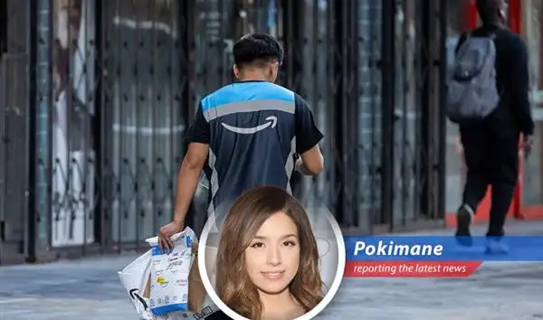 Amazon logistics worker delivering a package to a customers door.