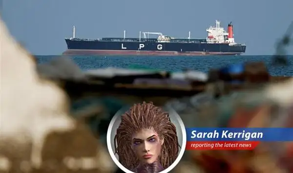 An oil tanker navigates the Strait of Hormuz, a critical passage for global energy supplies.