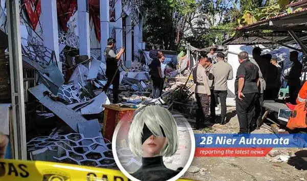 Buildings damaged after a 7.6 magnitude earthquake struck in Indonesia's Northern Molucca Sea.